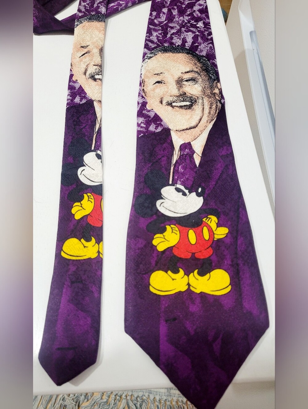 Walt Disney Mickey Mouse 100% Silk Tie Purple Leeds International Vintage